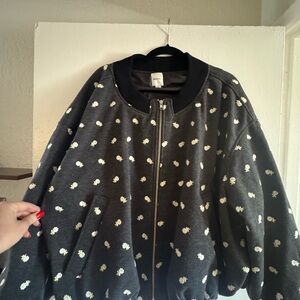 Maeve Black and White Floral Bomber Jacket